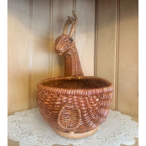 Vintage Hand Woven Wicker Reindeer Basket Christmas Decor Holiday Table Centerpi - Picture 3 of 7